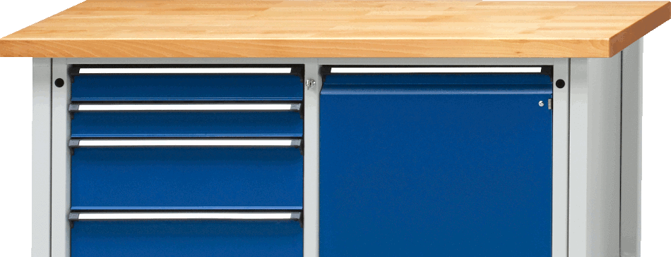 SLIDER V Caisson monobloc à tiroirs et porte pour établi d'atelier série V