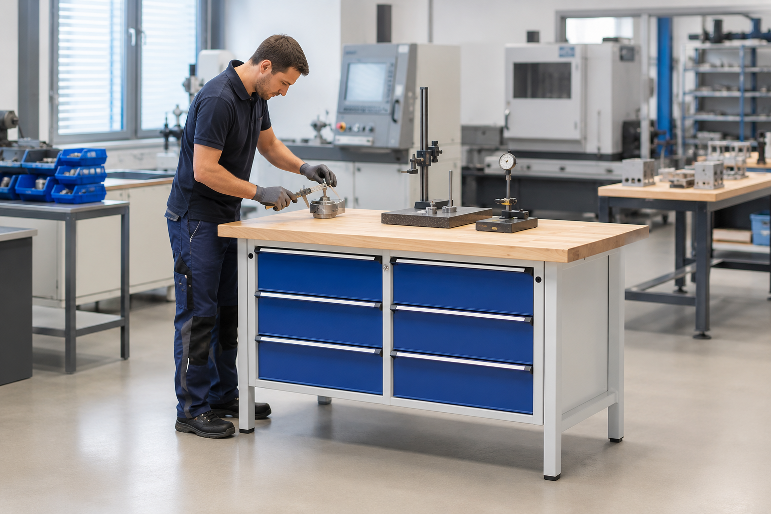 Établi d'atelier professionnel monobloc fixe et mobile